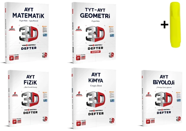 3D Yayınları AYT Sayısal Matematik Geometri Fizik Kimya Biyoloji Defter Seti 5 Kitap ürün görseli