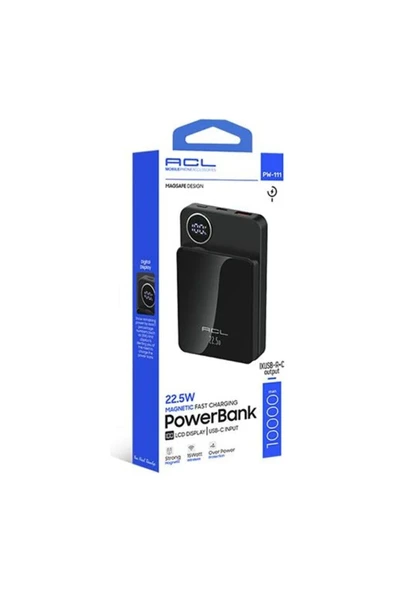 ACL PW-111 22.5W Hızlı Şarjlı 10.000 Mah LCD Göstergeli Kablosuz Powerbank ürün görseli