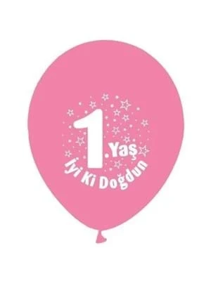Nedi Baskılı Balon 1.yaş İyi Ki Doğdun Pembe 16"lı 9105 ürün görseli 1