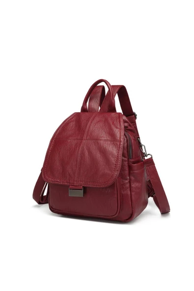 Yıkama Deri Sırt Askılı Kadın Çantası 21-K Barcelona 1908 - Resim 4