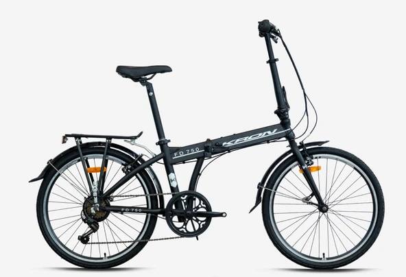 KRON FD 750 24 JANT 7 VİTES V FREN KATLANIR BİSİKLET MAT SİYAH-BEYAZ (GREENWAY BİSİKLET) ürün görseli 1