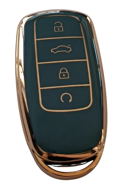 Chery Tiggo 7 Tiggo 8 Omoda 5 Uyumlu Smart Kumanda Anahtar Kılıfı Oto Anahtarlık Turkuaz Gold - Resim 2