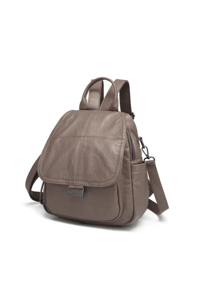 Yıkama Deri Sırt Askılı Kadın Çantası 21-K Barcelona 1908 - Resim 4