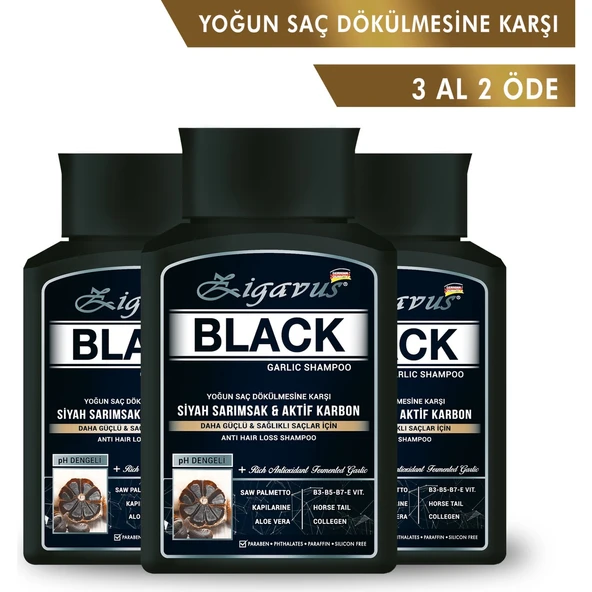 Zigavus Black Siyah Sarımsaklı Şampuan 300 ml 3 Al 2 Öde ürün görseli 1