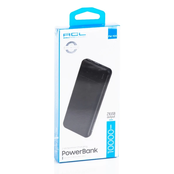 ACL PW-104 10000MAH SİYAH POWERBANK 2X USB LED DISPLAY TAŞINABİLİR ürün görseli