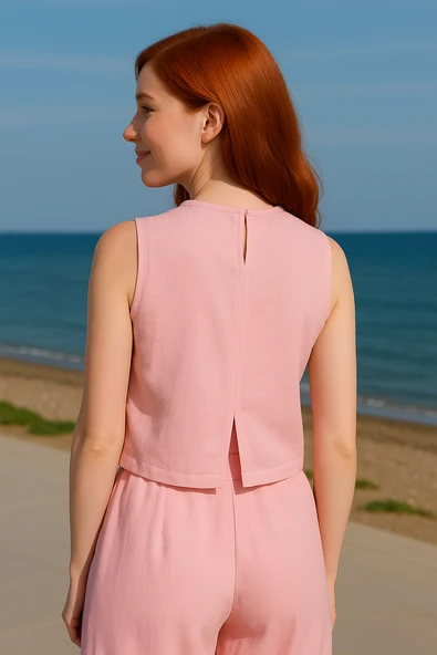 Kadın Keten Takım - Pembe - Resim 2