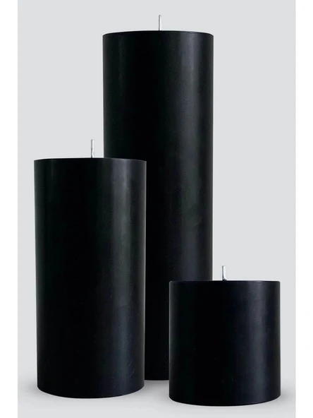 Silindir Mum 3'lü Kokulu Büyük Mum Dekoratif Mum Seti ürün görseli