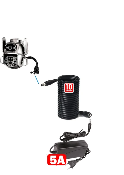 Ventus 12V 5A Adaptör + 10m Uzatma Kablosu Kayıt Cihazı , Kamera,  Monitör 220V/12V max 60W - Resim 4