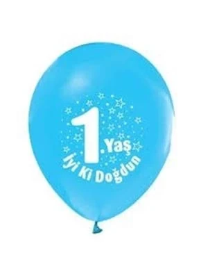 Nedi Baskılı Balon 1 Yaş İyi Ki Doğdun Açık Mavi 16"lı 39112 ürün görseli 1