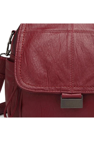 Yıkama Deri Sırt Askılı Kadın Çantası 21-K Barcelona 1908 - Resim 2