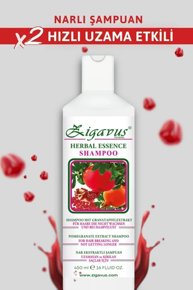 ZİGAVUS Hızlı Saç Uzatmaya Yardımcı Narlı Şampuan, Kırılan Saçlar Için Onarıcı Bakım 450ml - Resim 2