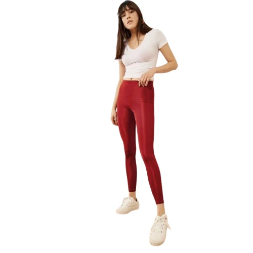 Yüksek Bel Bordo Toparlayıcı Disko Tayt ürün görseli