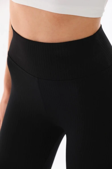 Vogsing 345 Siyah Geniş Fitilli Şardonlu Bayan Tayt 2XL BEDEN - Resim 3