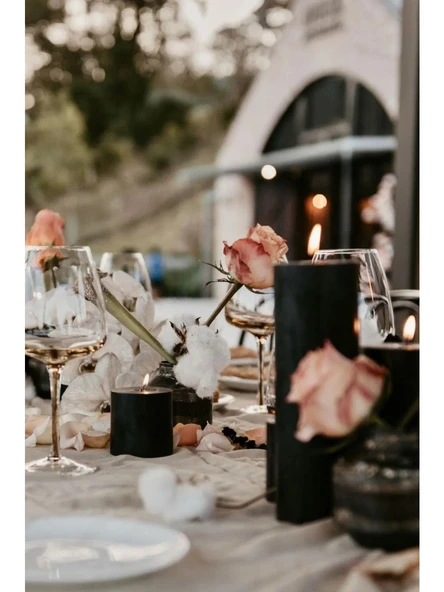 Silindir Mum 3'lü Kokulu Büyük Mum Dekoratif Mum Seti - Resim 2