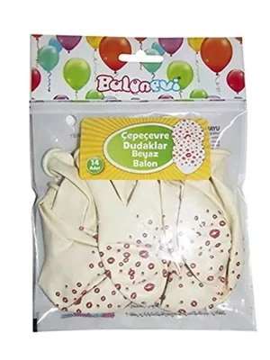 Nedi Baskılı Balon Çepeçevre Dudaklar Beyaz 14"lü 7324 ürün görseli