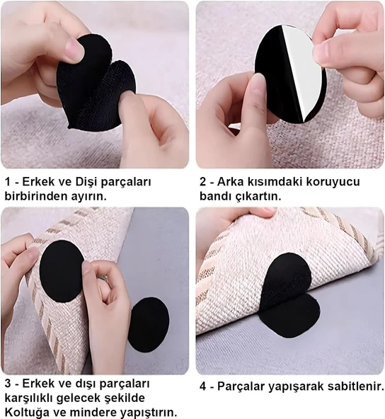 Halı Kilim Koltuk Örtüsü Sabitleyici Cırt 30 Adet Kaydırmaz Kendinden Yapışkanlı Cırt - Resim 6
