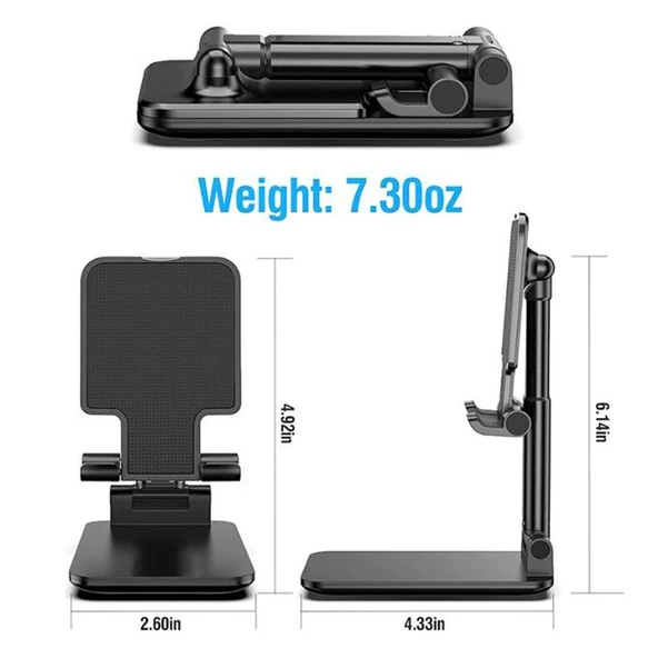 Masaüstü Telefon Tutucu Tablet Standı 2 Kademeli Katlanır Uzunluk Ayarlı - Resim 5