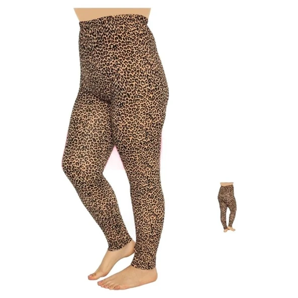 Polkan 220 Leopar Desenli  Büyük Beden Kadın Tayt 3XL ürün görseli