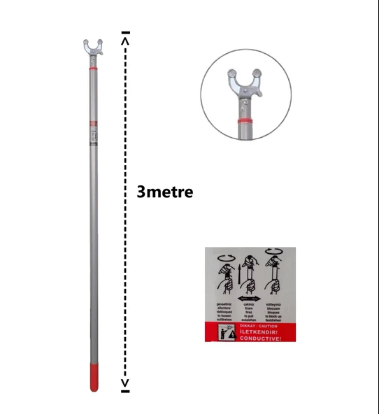 Teleskopik Mağaza, Tekstil (Gri) Askı Sopası ( 3metre Uzunlukta ) ürün görseli 1