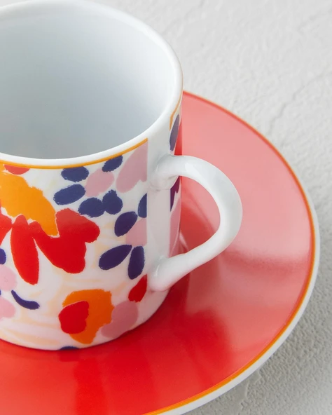 Fabele Porselen 4 Parça 2 Kişilik Kahve Fincan Takımı 80 Ml Renkli - Resim 4