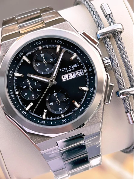 Tom Jones Bileklik Hediyeli Çelik Kordon 3 Atm Suya Dayanıklı 2 Yıl Garantili Erkek Kol Saati 10046.2 ürün görseli