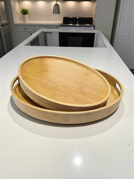 MyBru Oval Bambu Tepsi 2'li Set - Resim 5