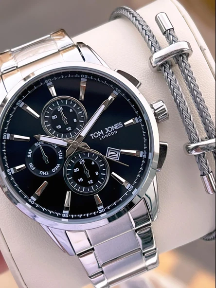 Tom Jones Bileklik Hediyeli Çelik Kordon 3 Atm Suya Dayanıklı 2 Yıl Garantili Erkek Kol Saati 2462.2 ürün görseli
