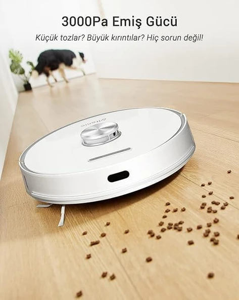 Ultenic T10 Otomatik Çöp İstasyonlu Robot Süpürge, 3000Pa, Beyaz - Resim 2
