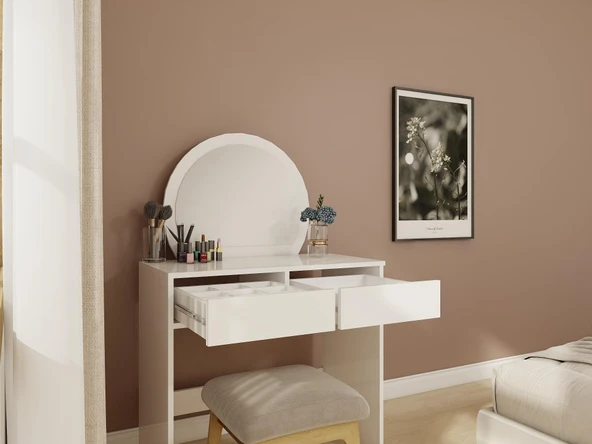 Huzur Makyaj Masası Beyaz Renk - Resim 3