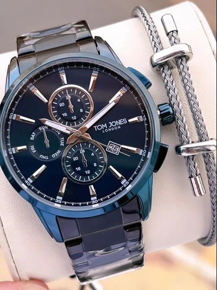 Tom Jones Bileklik Hediyeli Çelik Kordon 3 Atm Suya Dayanıklı 2 Yıl Garantili Erkek Kol Saati 2462.5 ürün görseli