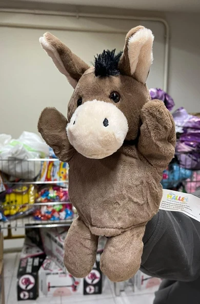 Peluş 25 cm El Kuklası Kahverengi Eşek Kukla - Resim 2