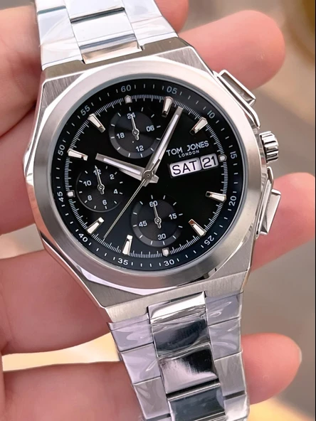 Tom Jones Bileklik Hediyeli Çelik Kordon 3 Atm Suya Dayanıklı 2 Yıl Garantili Erkek Kol Saati 10046.2 - Resim 4