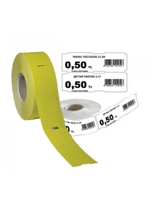 Ermet 100x38 Delikli Karton Raf Etiketi Sarı 350"li ürün görseli 1