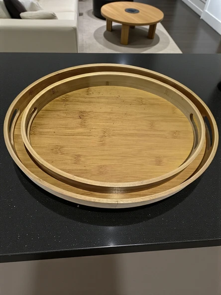 MyBru Oval Bambu Tepsi 2'li Set - Resim 7