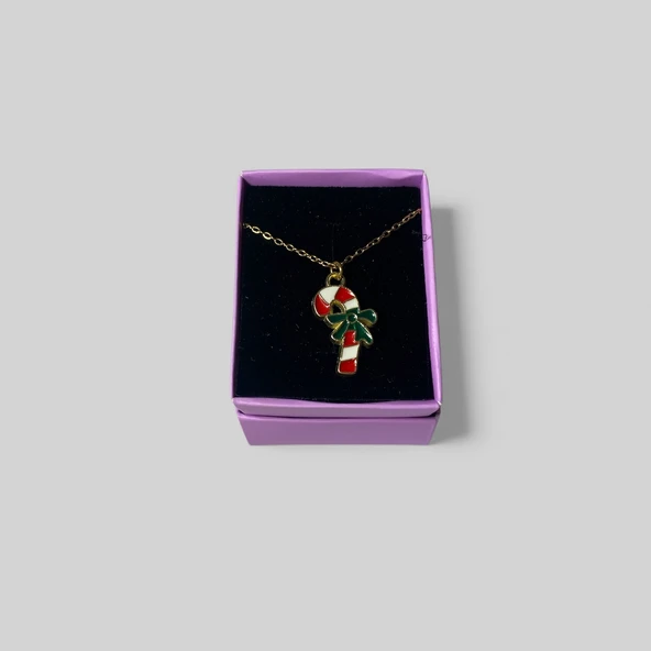 Şeker Kamışı Yılbaşı Temalı Kolye - Resim 2