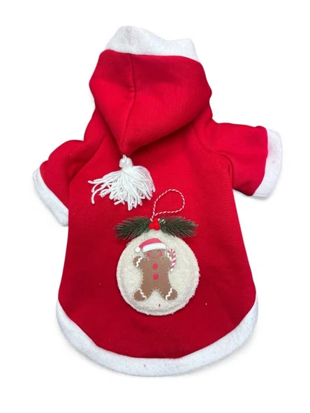 Yılbaşı Köpek Kıyafeti Snow Ball Kırmızı Polar | Kapüşonlu Noel Köpek Kostümü | Küçük Irklar İçin - Resim 8