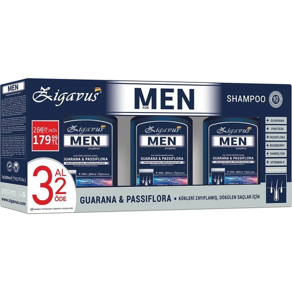 Zigavus For Men Guarana & Passiflora Şampuan 300 ml - 3 Al 2 Öde ürün görseli 1