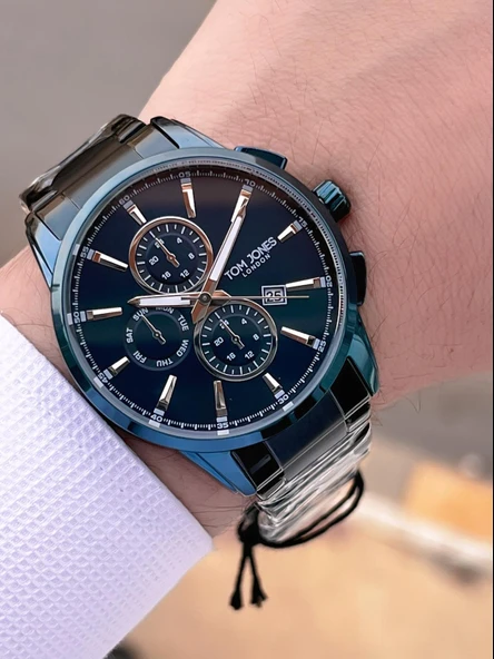 Tom Jones Bileklik Hediyeli Çelik Kordon 3 Atm Suya Dayanıklı 2 Yıl Garantili Erkek Kol Saati 2462.5 - Resim 3