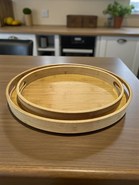 MyBru Oval Bambu Tepsi 2'li Set - Resim 6