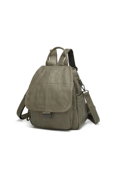 Yıkama Deri Sırt Askılı Kadın Çantası 21-K Barcelona 1908 - Resim 4