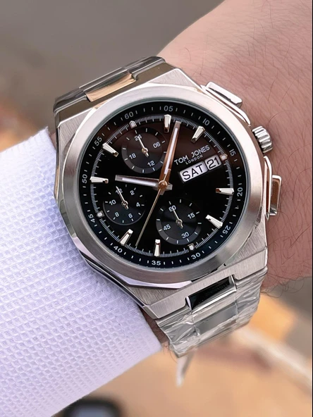 Tom Jones Bileklik Hediyeli Çelik Kordon 3 Atm Suya Dayanıklı 2 Yıl Garantili Erkek Kol Saati 10046.2 - Resim 3