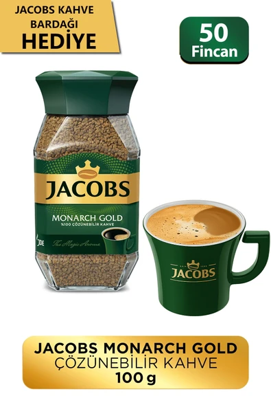 Jacobs Monarch Gold Granül Kahve Cam Kavanoz 100 gr (Kahve Bardağı Hediyeli) ürün görseli