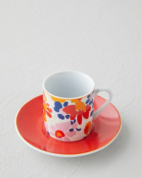 Fabele Porselen 4 Parça 2 Kişilik Kahve Fincan Takımı 80 Ml Renkli - Resim 3