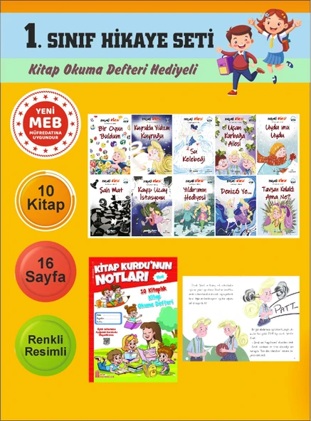 1.Sınıflar İçin Okumayı Sevdiren 10 lu Hikaye Seti 7 (Kitap Okuma Defteri Hediyeli) ürün görseli 1