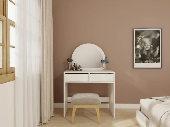 Huzur Makyaj Masası Beyaz Renk ürün görseli