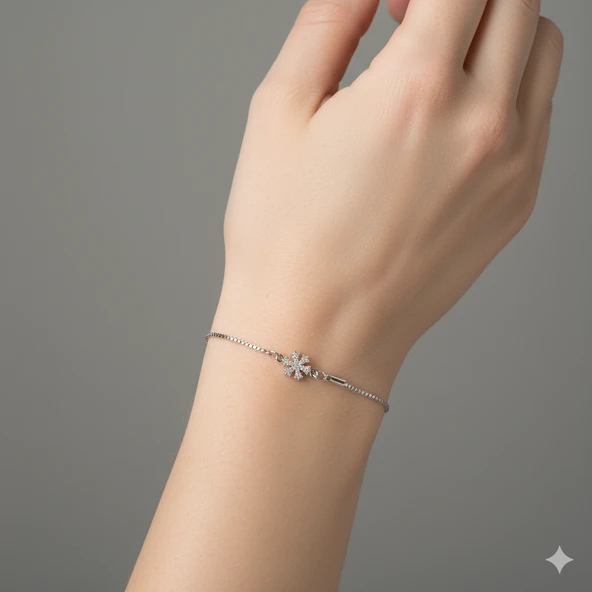 Kar Tanesi Detaylı Asansörlü Bileklik ürün görseli 1