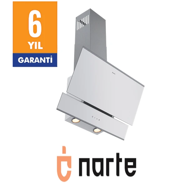 NARTE-H10060W 60CM BEYAZ CAM INOX CITALI ÇİFT CAMLI EĞİMLİ DAVLUMBAZ - Resim 3