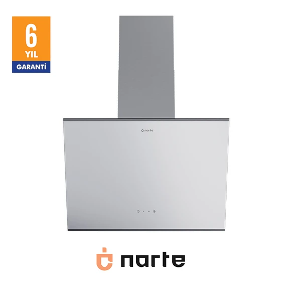 NARTE -H20060W 60 CM Beyaz Cam Inox Çıtalı Eğimli Davlumbaz - 6 YIL GARANTİLİ ürün görseli