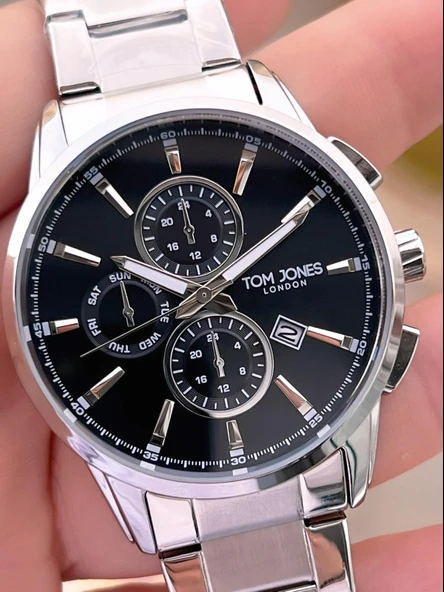 Tom Jones Bileklik Hediyeli Çelik Kordon 3 Atm Suya Dayanıklı 2 Yıl Garantili Erkek Kol Saati 2462.2 - Resim 4
