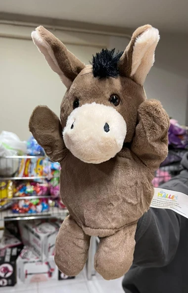 Peluş 25 cm El Kuklası Kahverengi Eşek Kukla ürün görseli